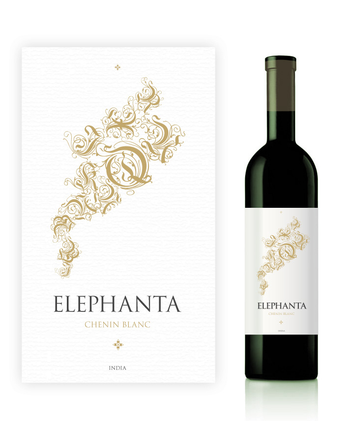 Packaging wine pattern bottle vineyard logo elephant