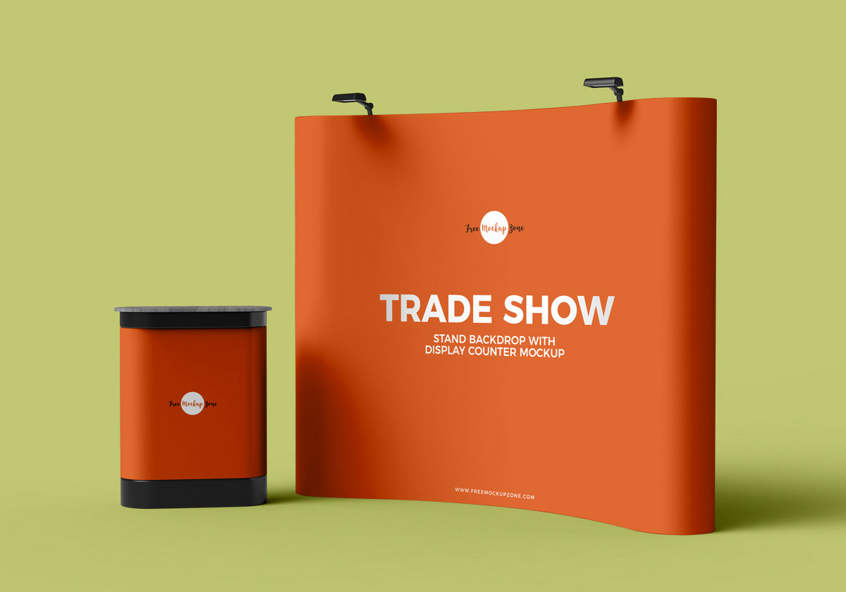 Free Trade Show Backdrop With Display Counter Mockup :: Behance