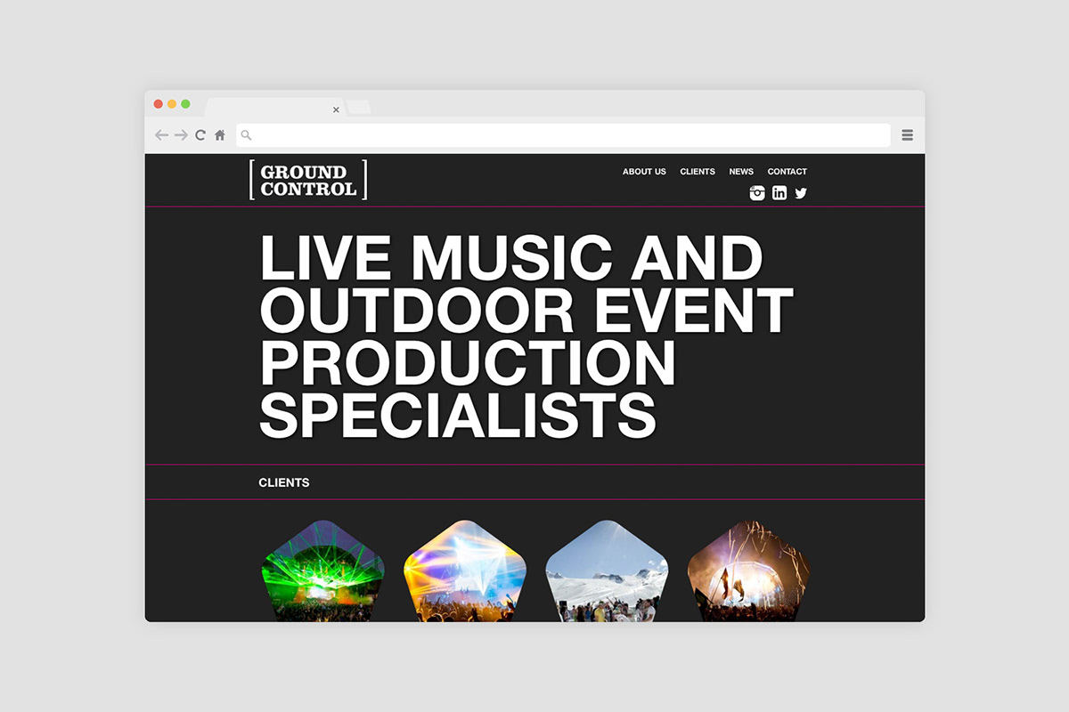 ground control UK Website Web design online Events management festival Outdoor live flat clean Responsive