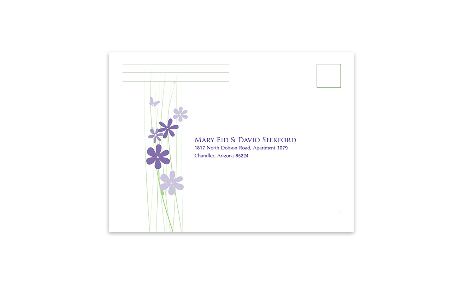 bridal wedding Invitation green purple mint lavender butterflies design wedding invitation Custom Nature daisies save the date card