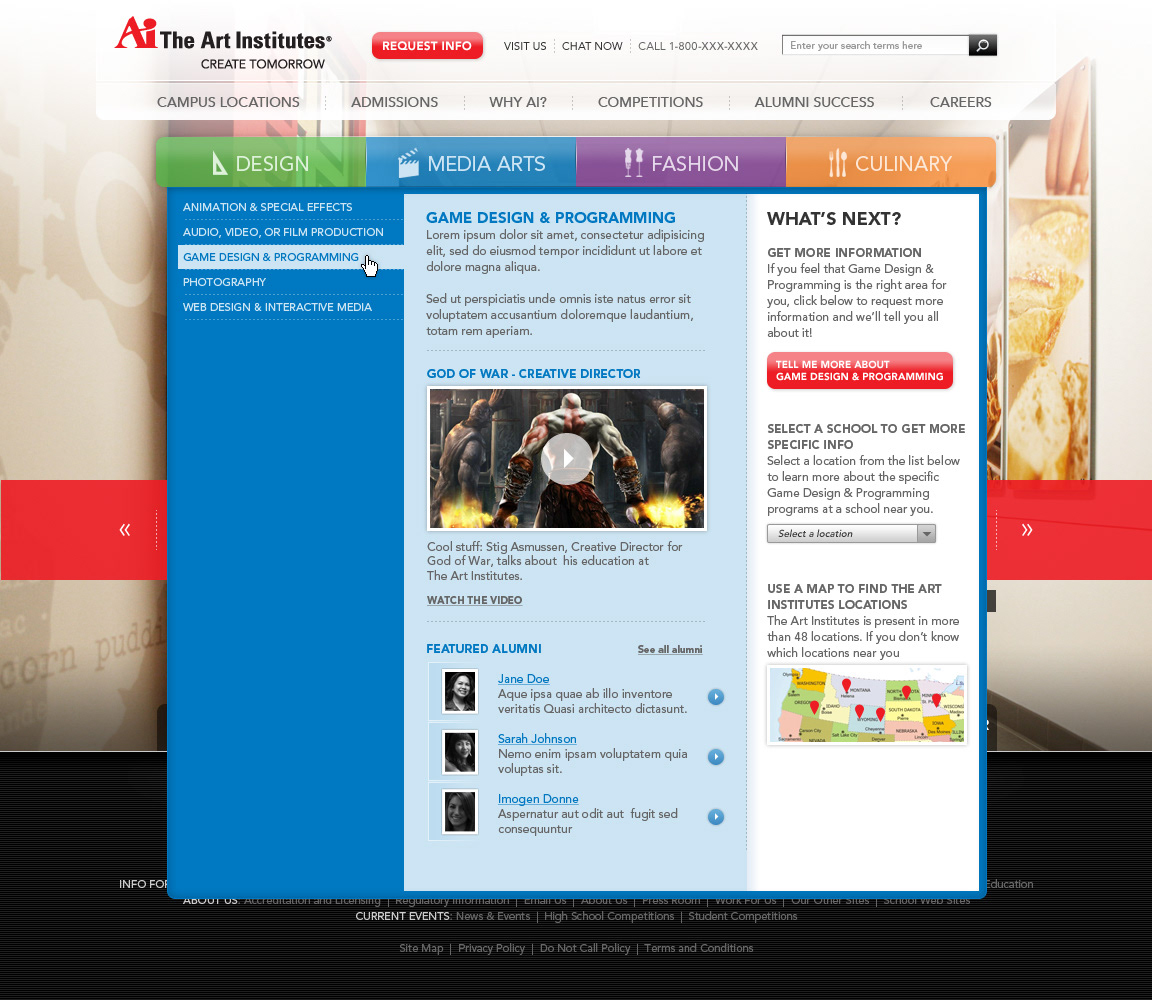 art institutes homepage redesign