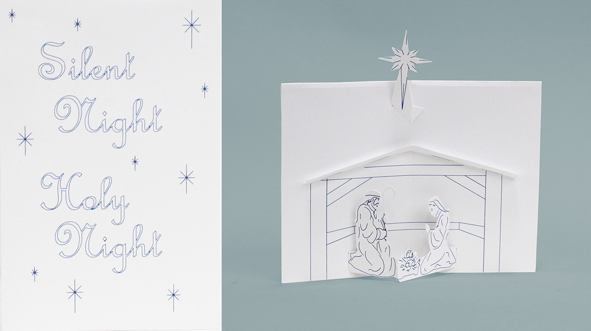 pop-up Paper Engineer card Christmas nativity dove noel cut out