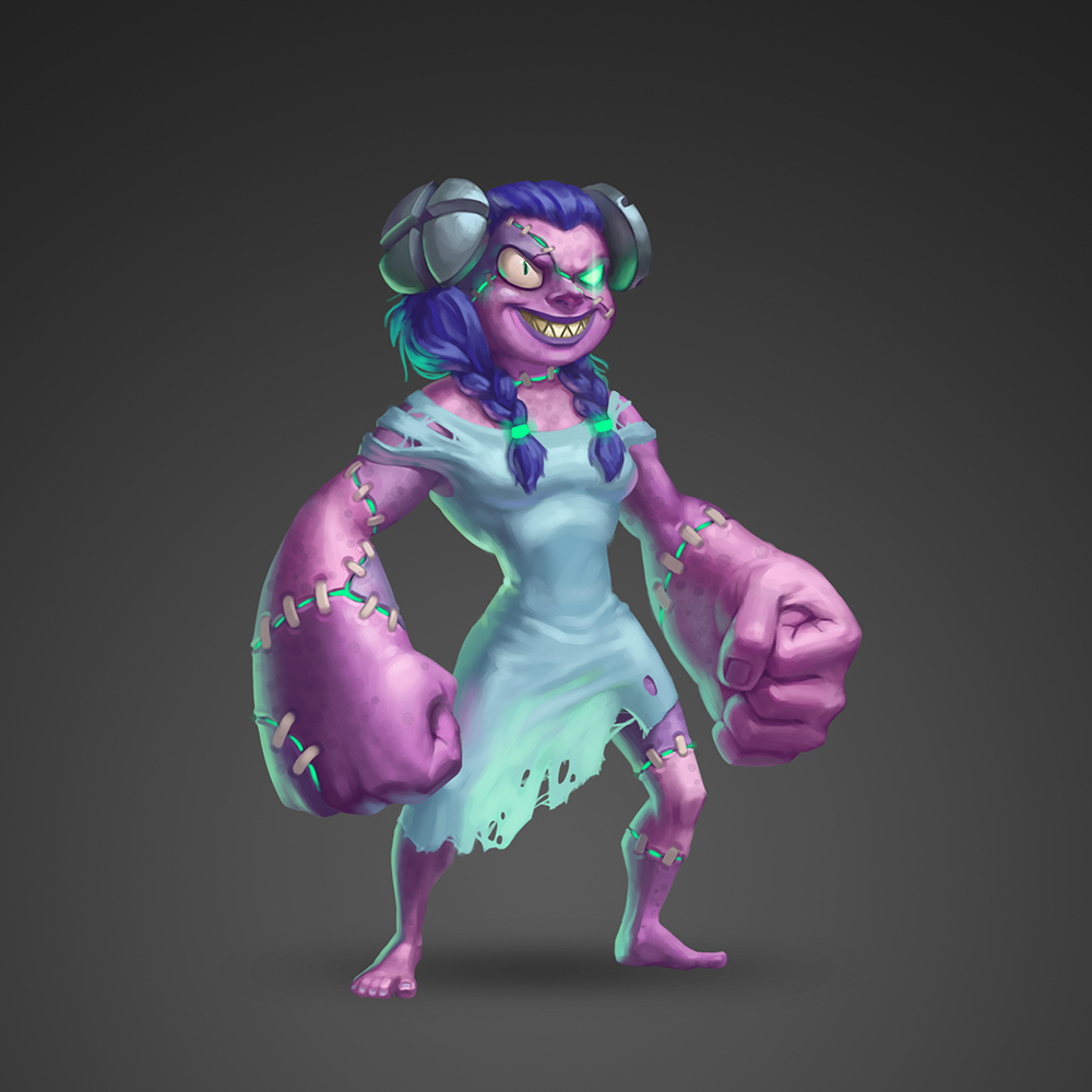 2D digital characters Character zombie monster creature laboratory zombie girl frankenstein