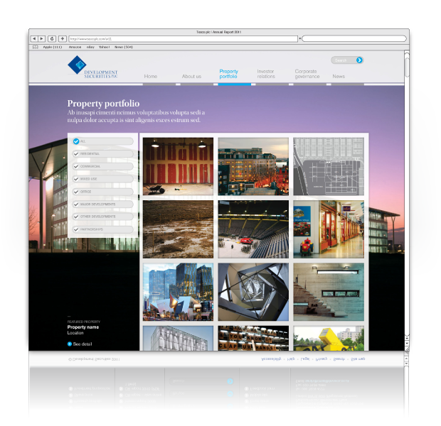Website Web London landscape panorama Virtual reality online ux UI interactive buildings Responsive sophisticated premium brand