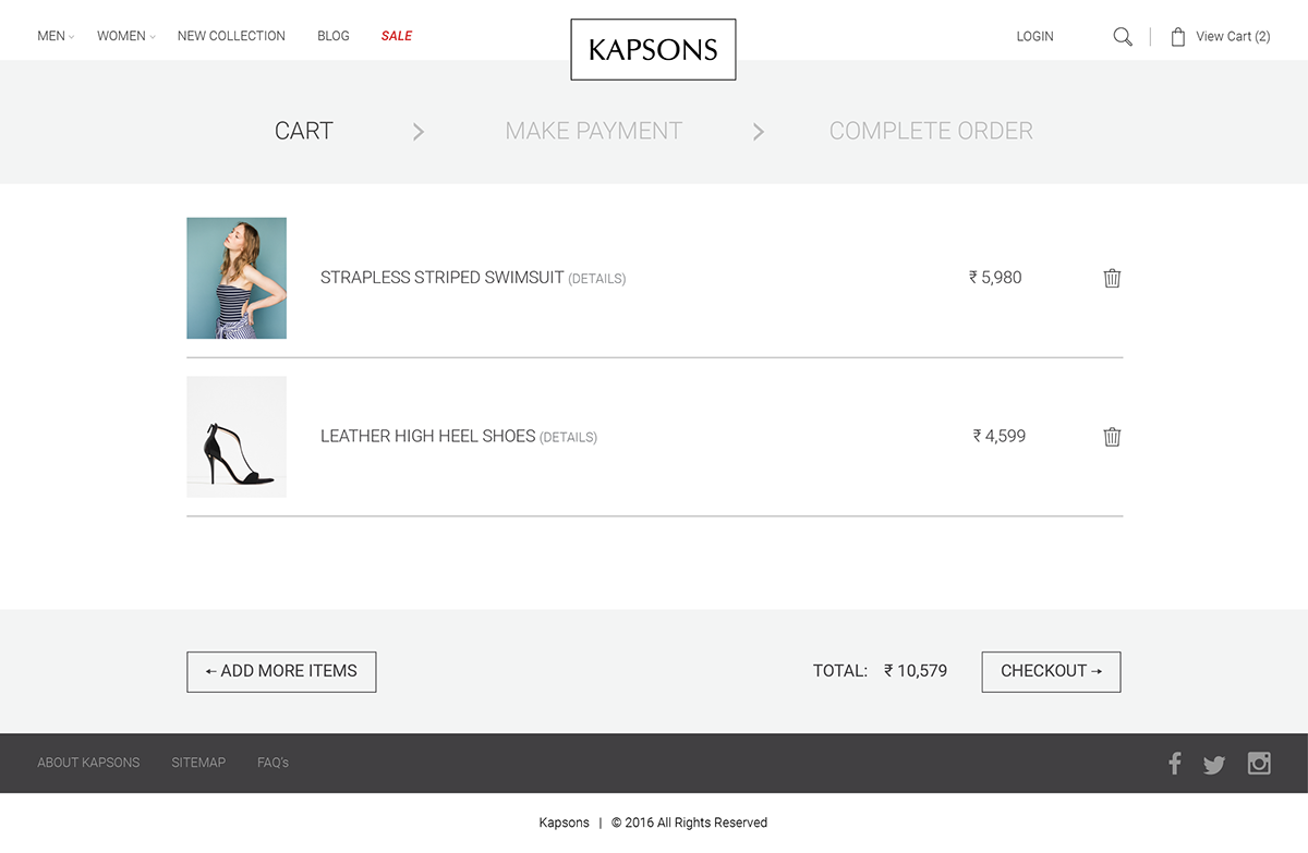 kapsons Website Shopping Ecommerce graphics men women bags online shopping