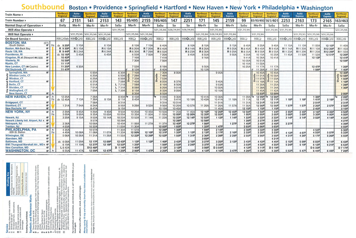train schedule table