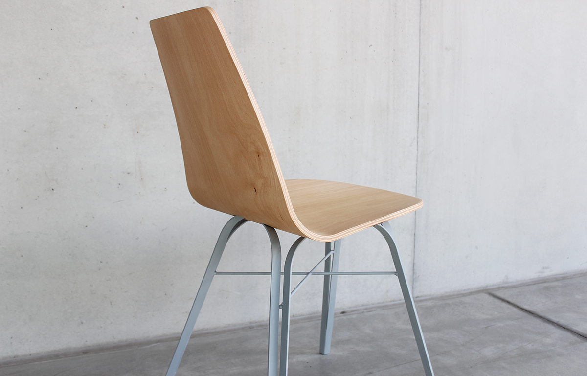 chair plywood steel seat bent soft gray Beech mome schoolproject