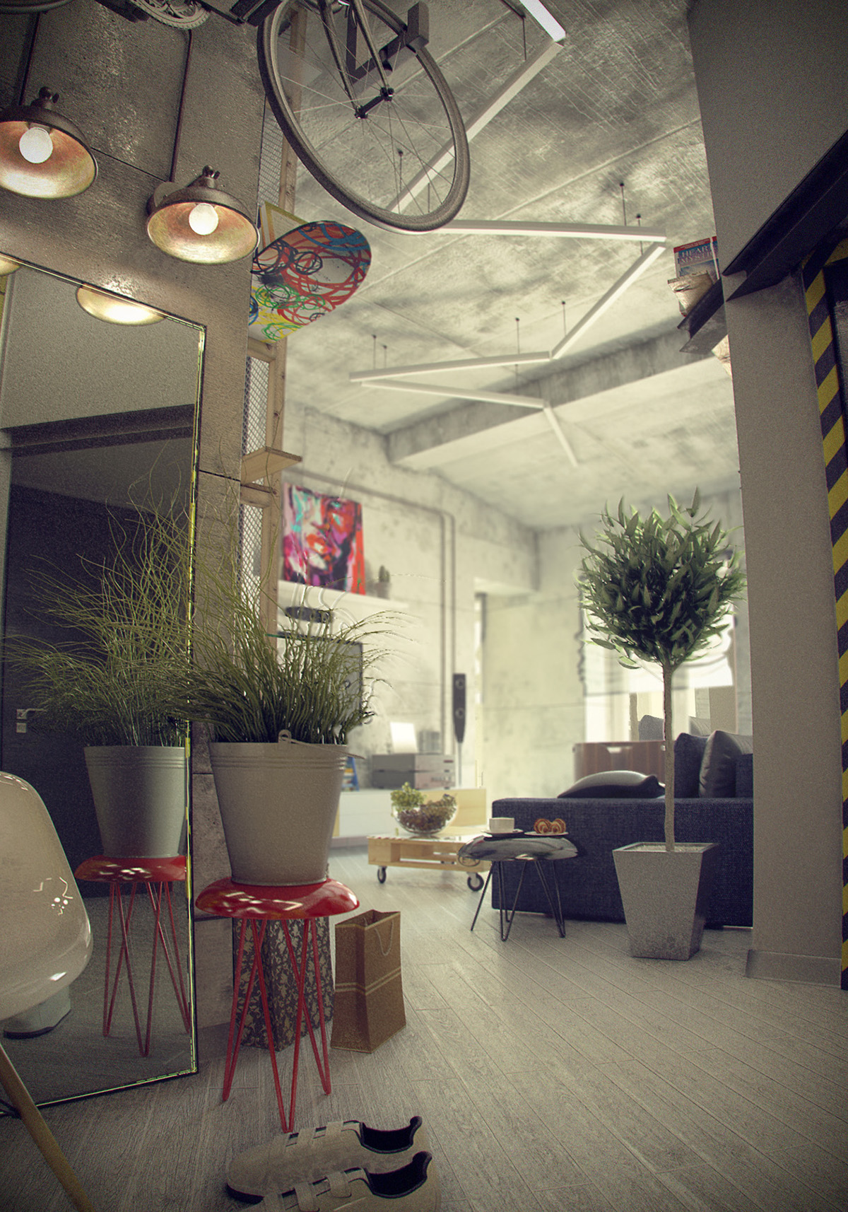 LOFT Interior apartment 3D Render 3dsmax