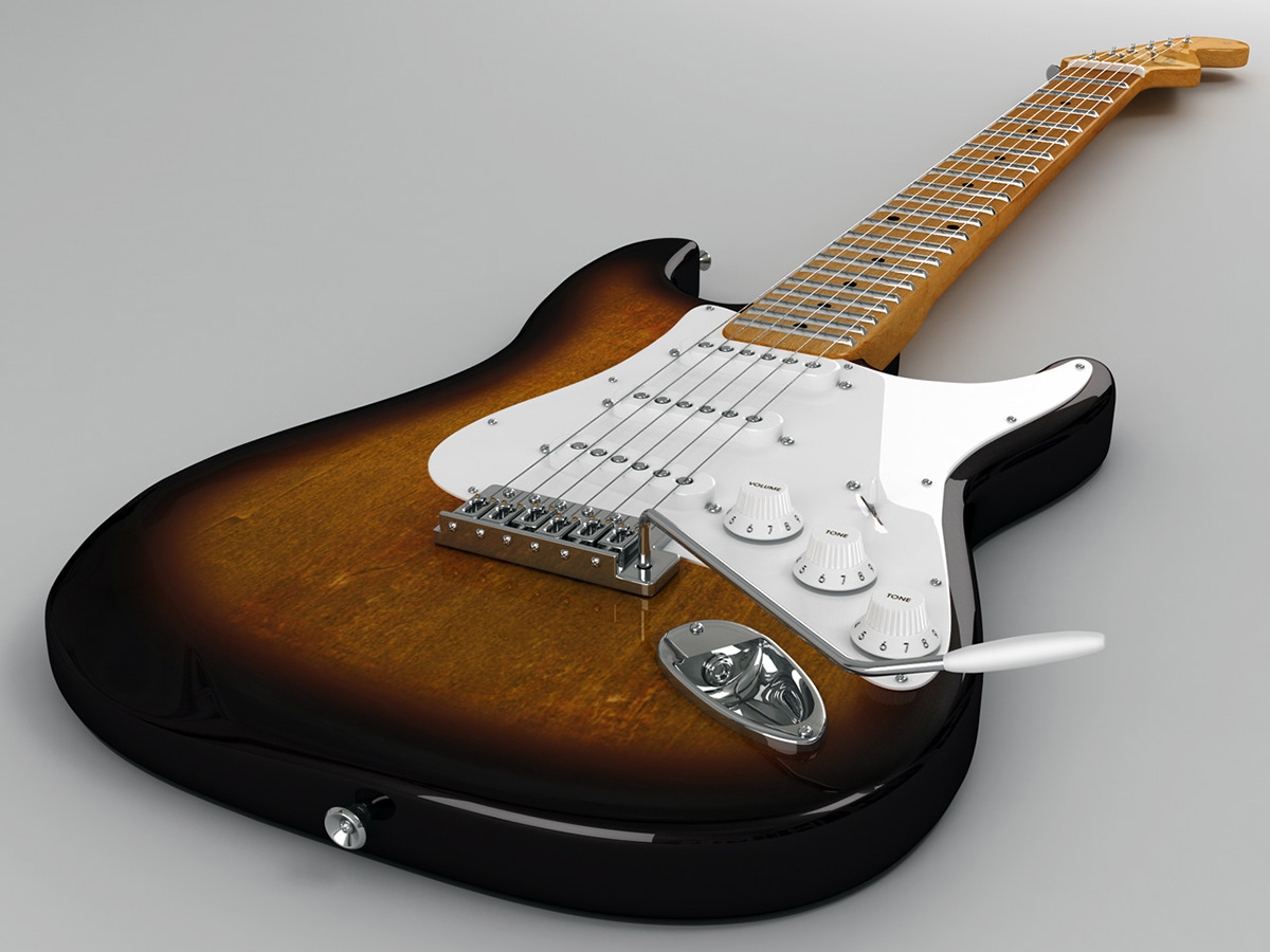3D model 3dsmax Maya Crocs guitar fender guitar  stratocaster music Graphic Designer Advertising 
