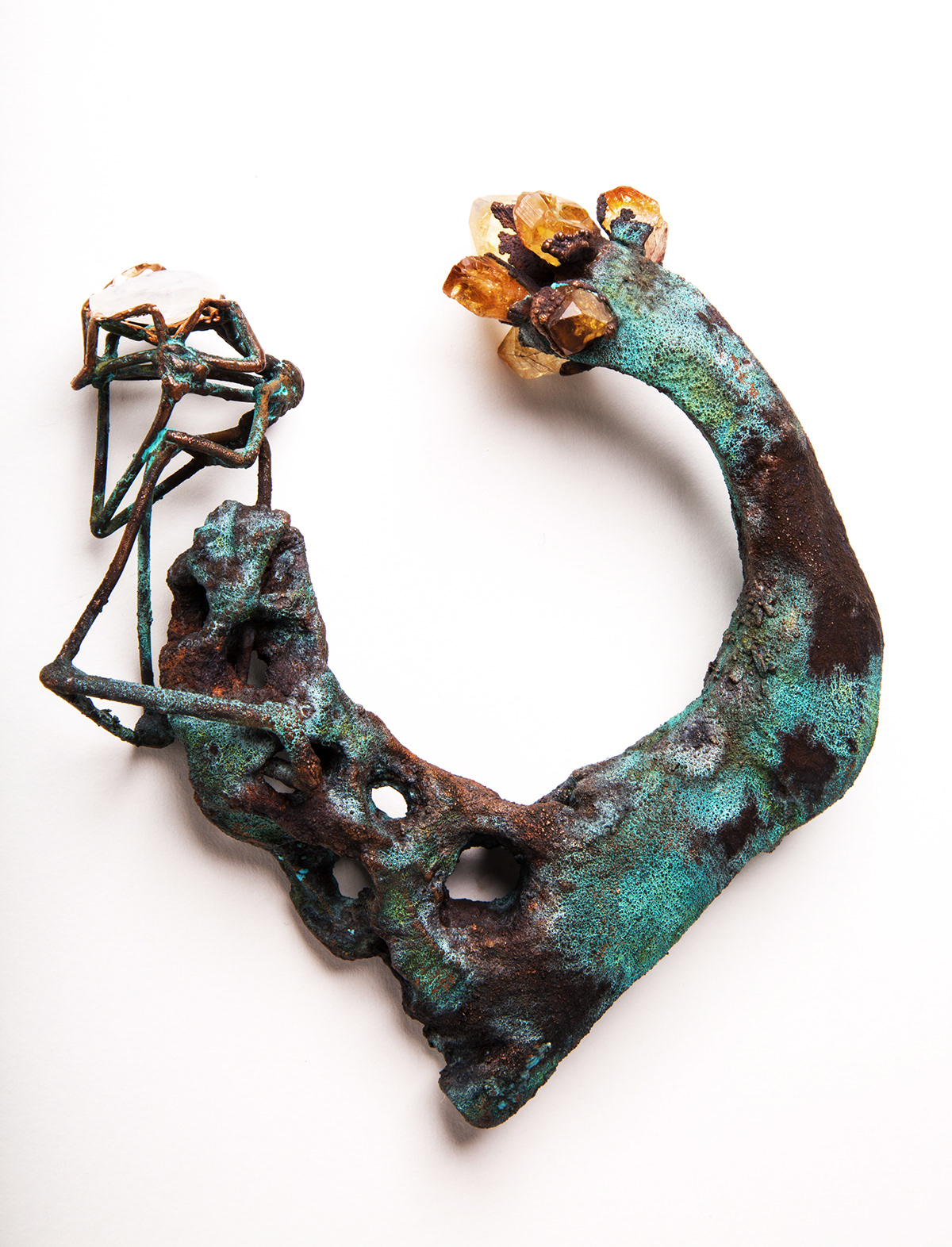 jewelry bracelet copper shibuichi Citrine Labradorite patina electoforming