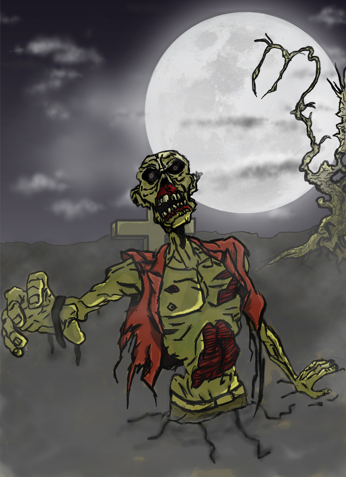 zombie graveyard  moon