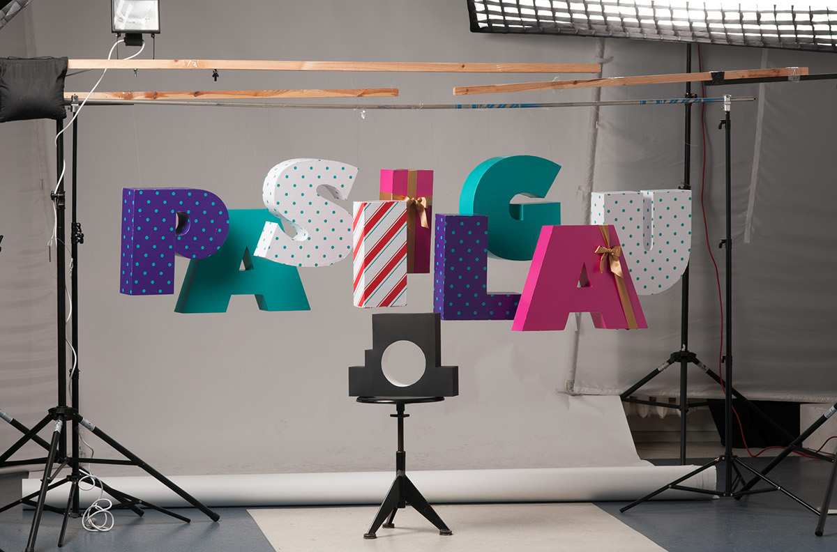 NEW! Fotelier letters type analog Real studio Mockup scene decorations wrapped pattern words font