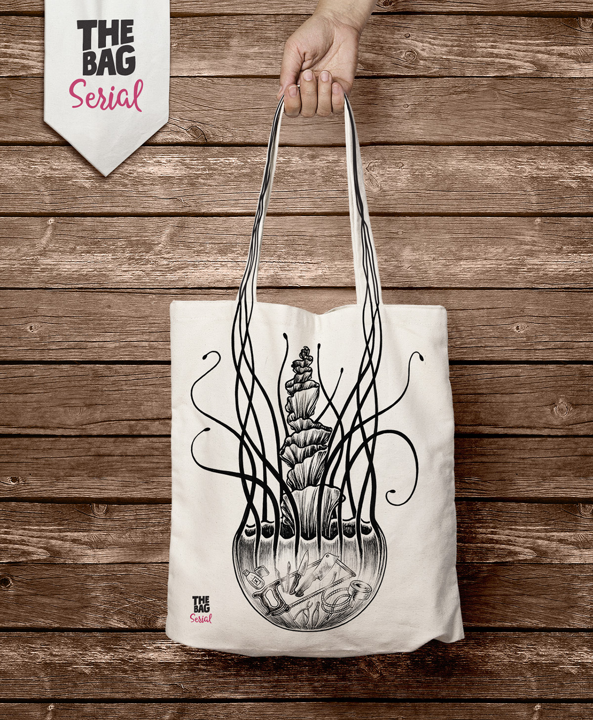 Tote Bag canvas bag bag design jellyfish illustration fashion illustration fantasy Woman Bags