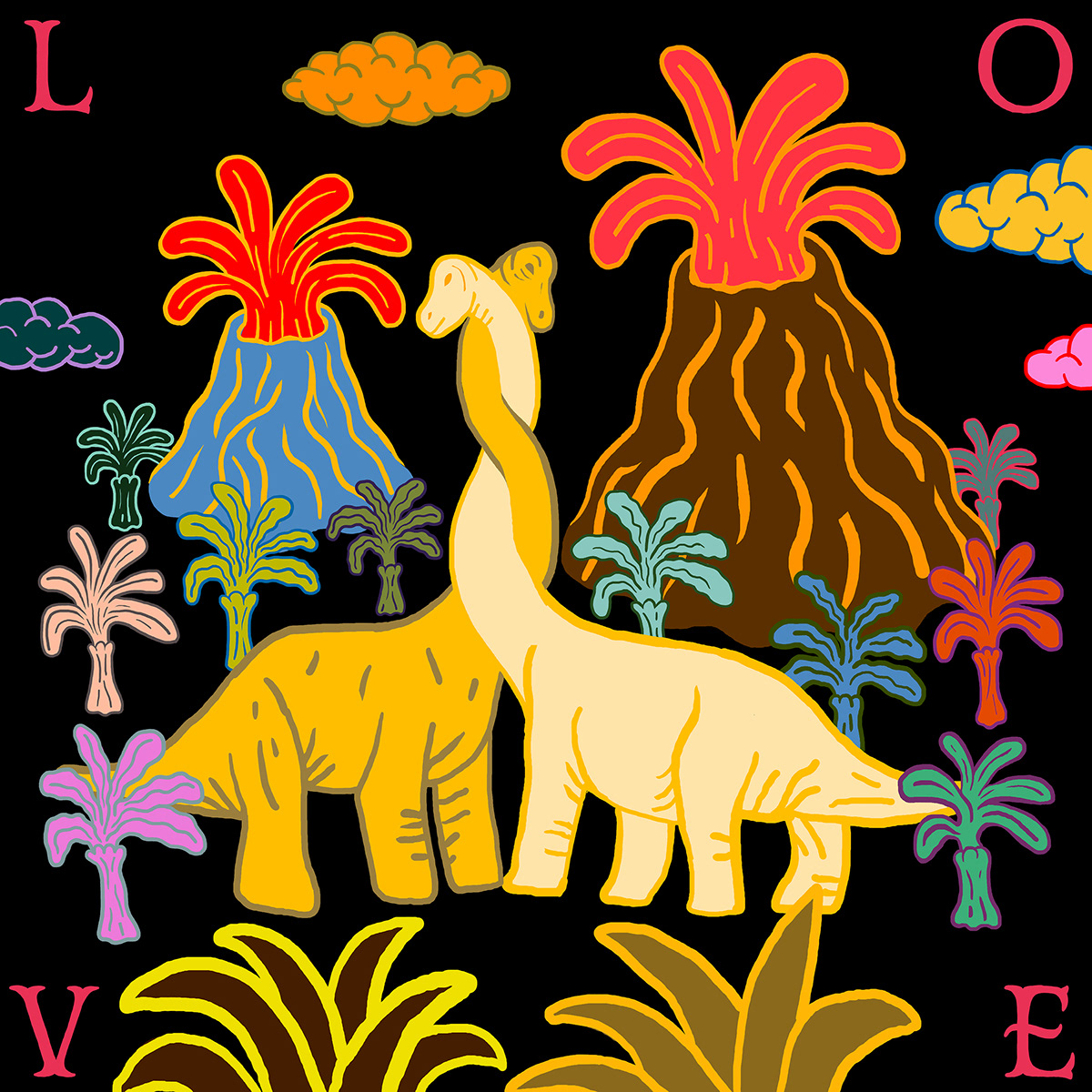 converse dinosaurs ILLUSTRATION  Love together volcano