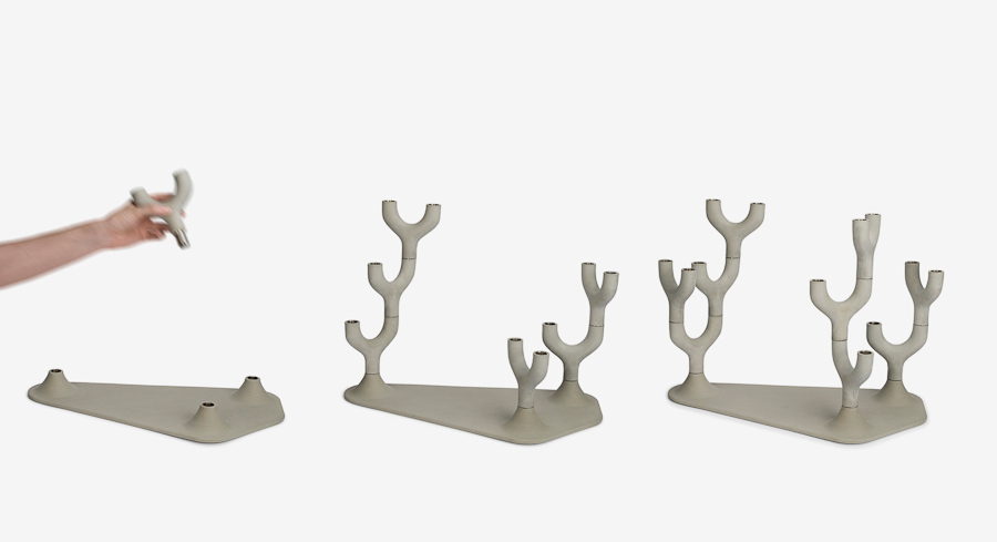 candelabra candle Tree  concrete stone candles