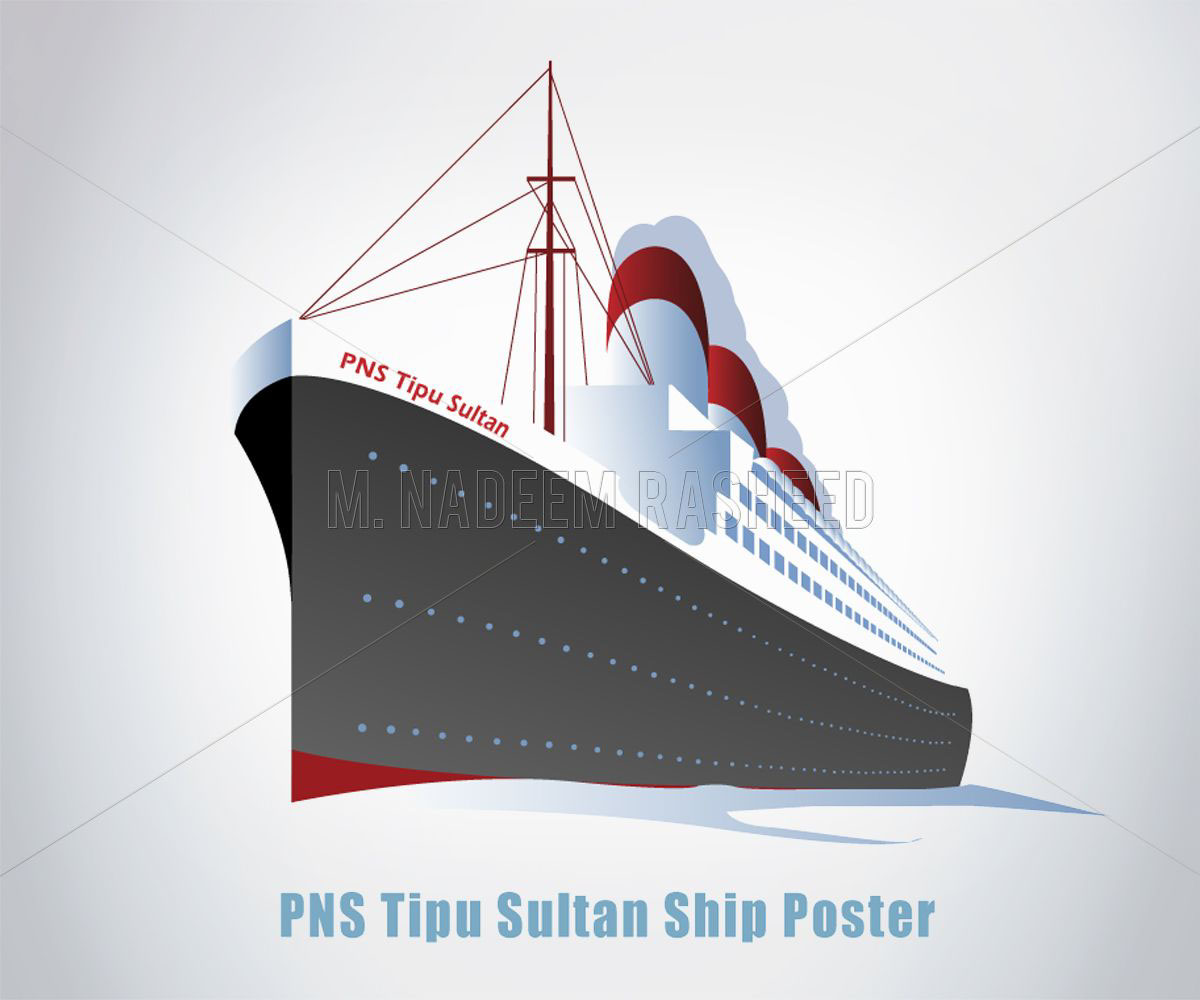 ship design pns tipu sultan ship vector design ship illustration Vector Illustration creative ship vector