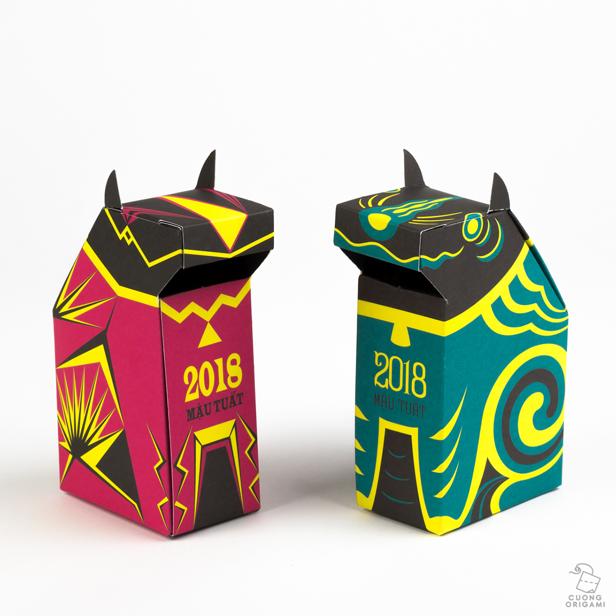 paper dog origami  papercraft art toy design lunar new year chó đá
