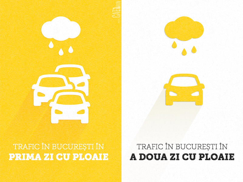 bucharest bucuresti trafic poster yellow