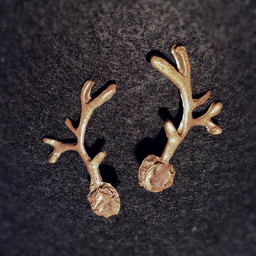 earrings jewelry handmade resin stag deer antler elven Fashion  Nature