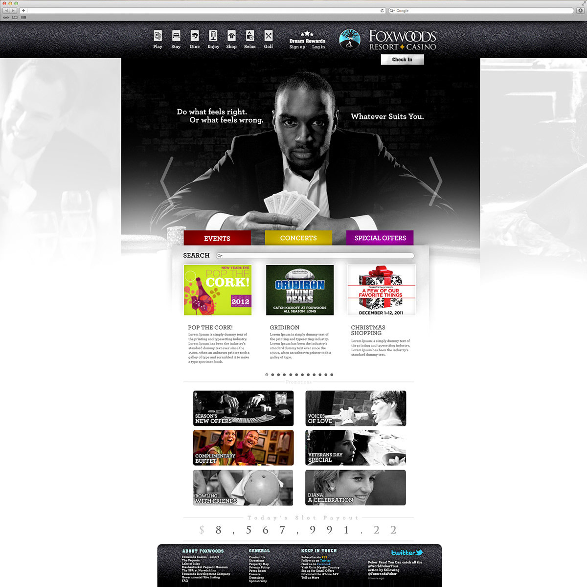 foxwoods casino website design uder interface