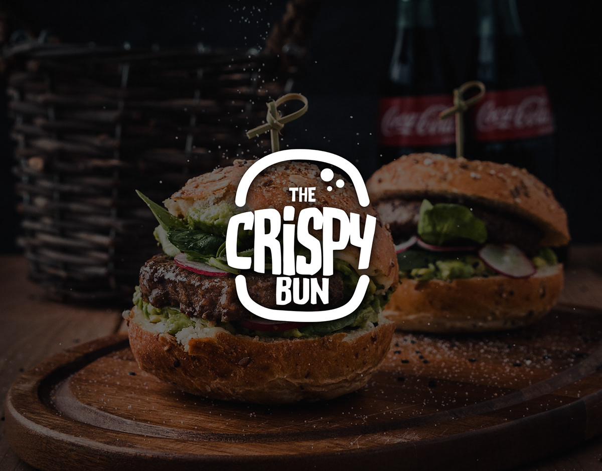 brand brand logo branding  Burger Logo fast food joint fast food logo food logo Logo Design the crispy bun vector logo