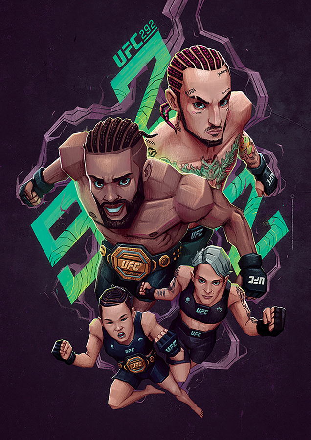 UFC Suga Sean O'Malley fighting Boxing UFC ART MMA Aljamain Sterling MMA Poster WEILI ZHANG
