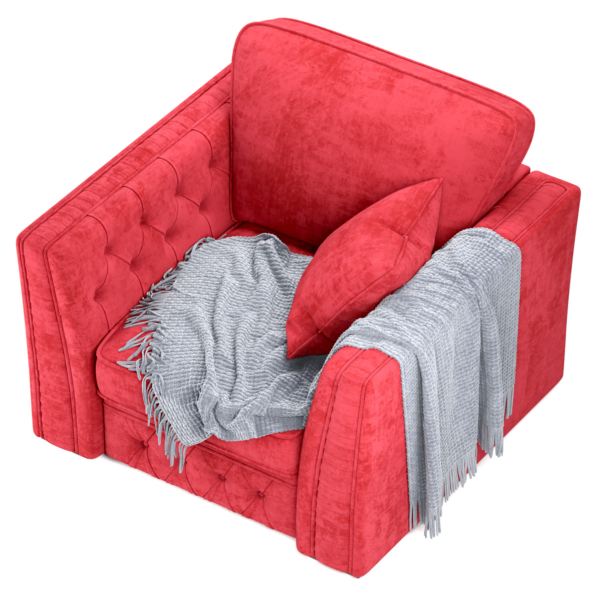 3D model armchair furniture plaid visualization