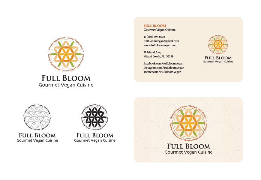 full bloom vegan miami beach Logo Design postcard design Business card design Signage