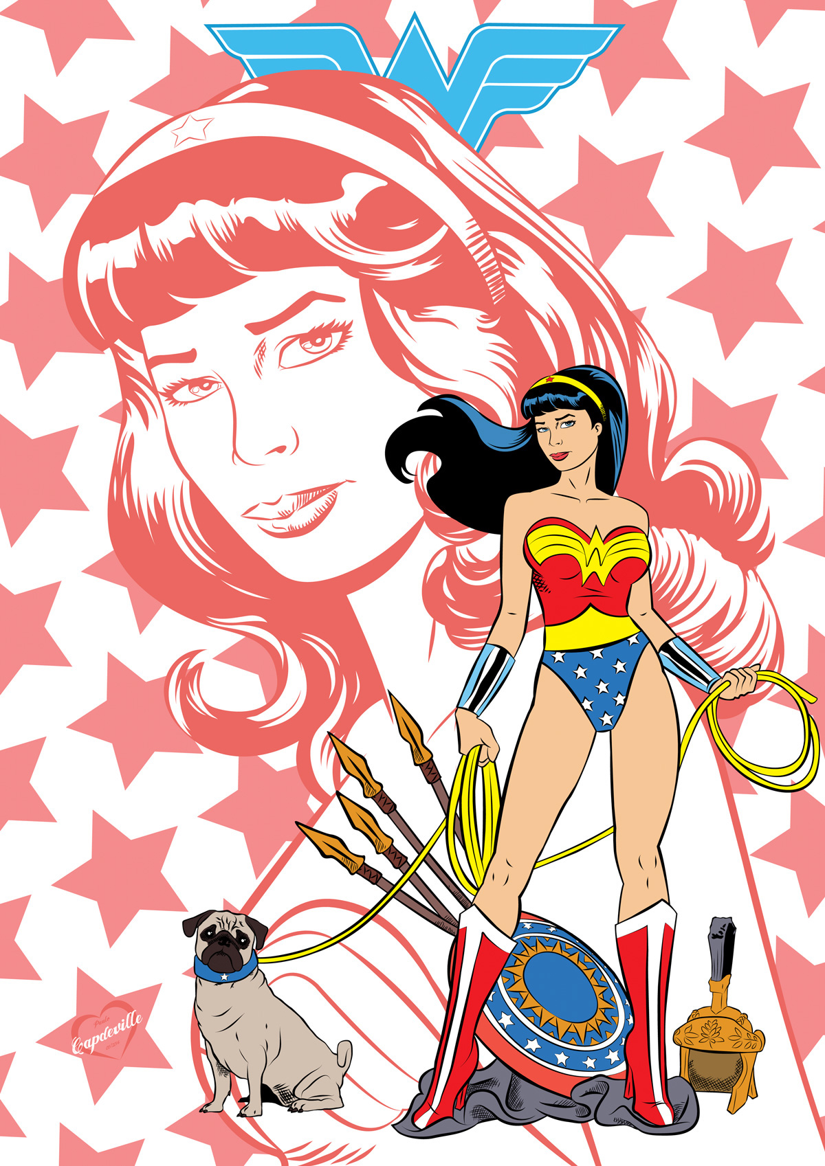 wonder woman SuperHero comics dc vector Pug Illustrator stars