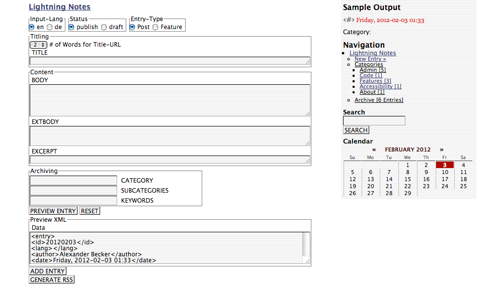 lightning notes php rdf code blogging  cms xml Education