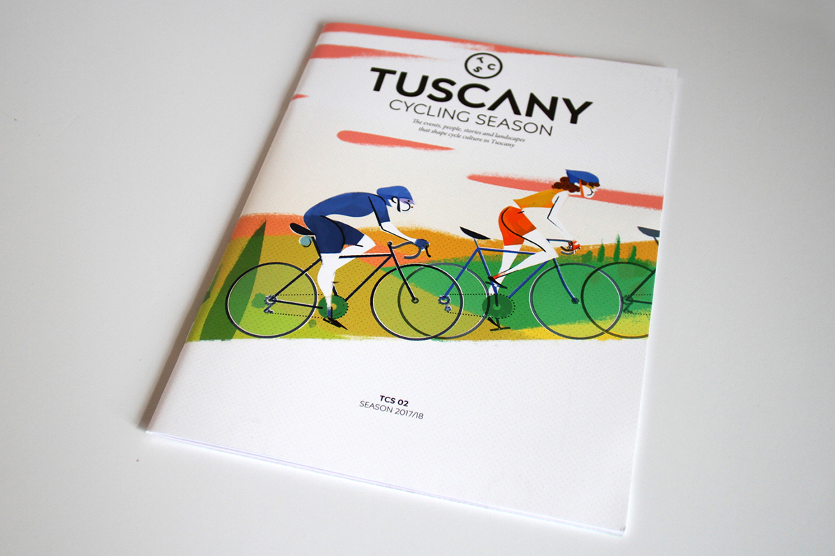 magazine Bicycle Tuscany TCS ILLUSTRATION  editorial design  Layout Design photographs