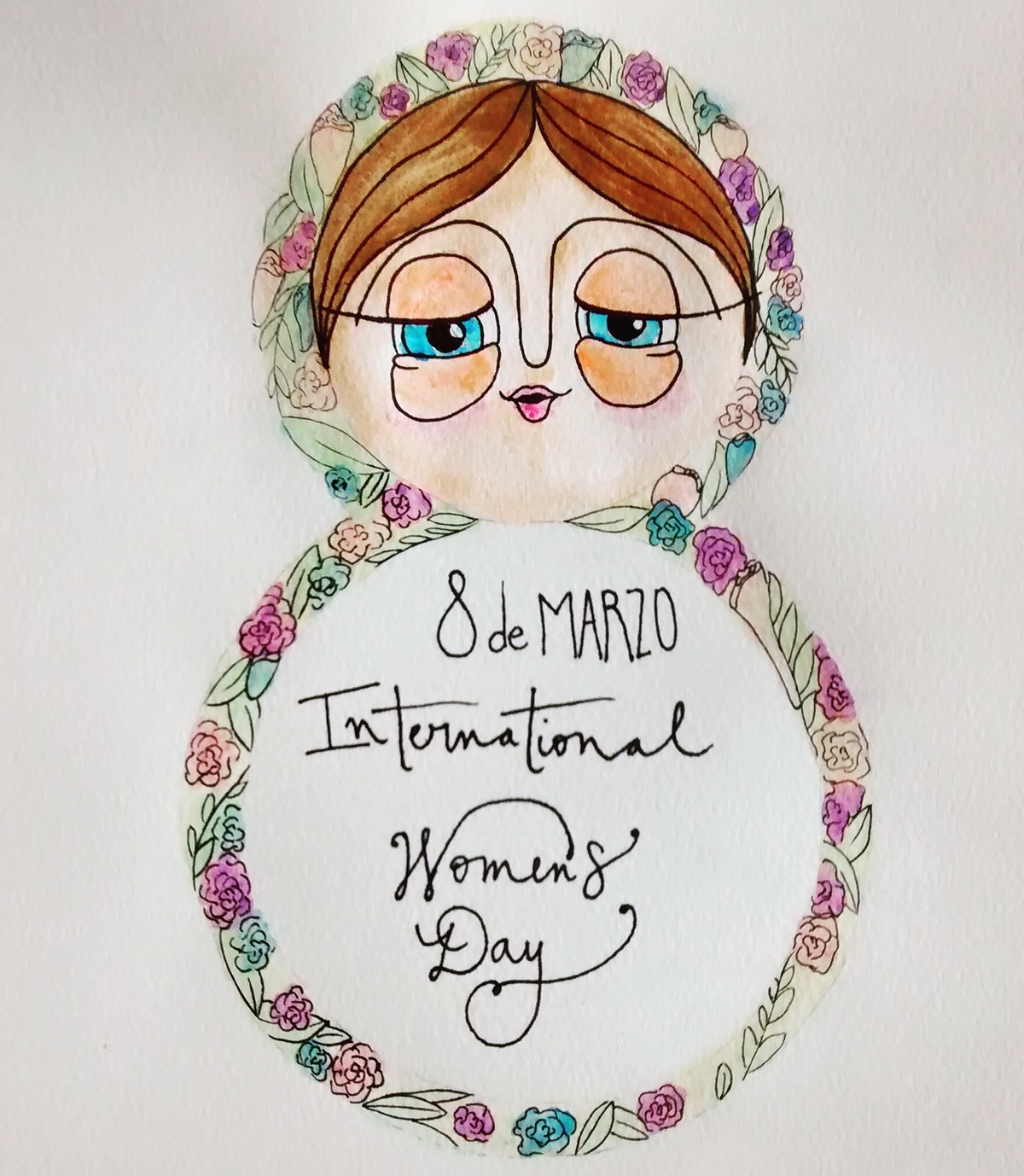 women Day International acuarela illustracion