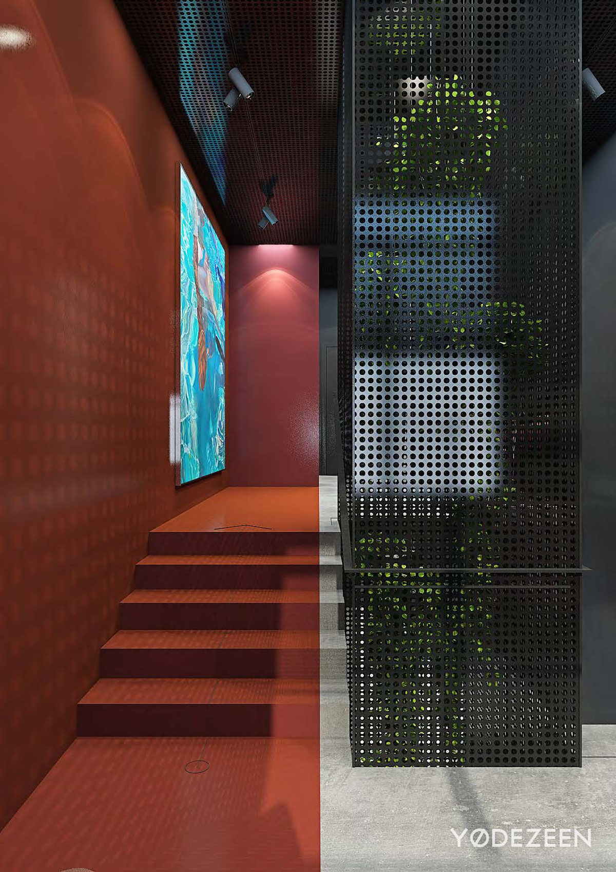 Interior design rendering CGart Office modern vinzer furniture decor creative industrial LOFT working space