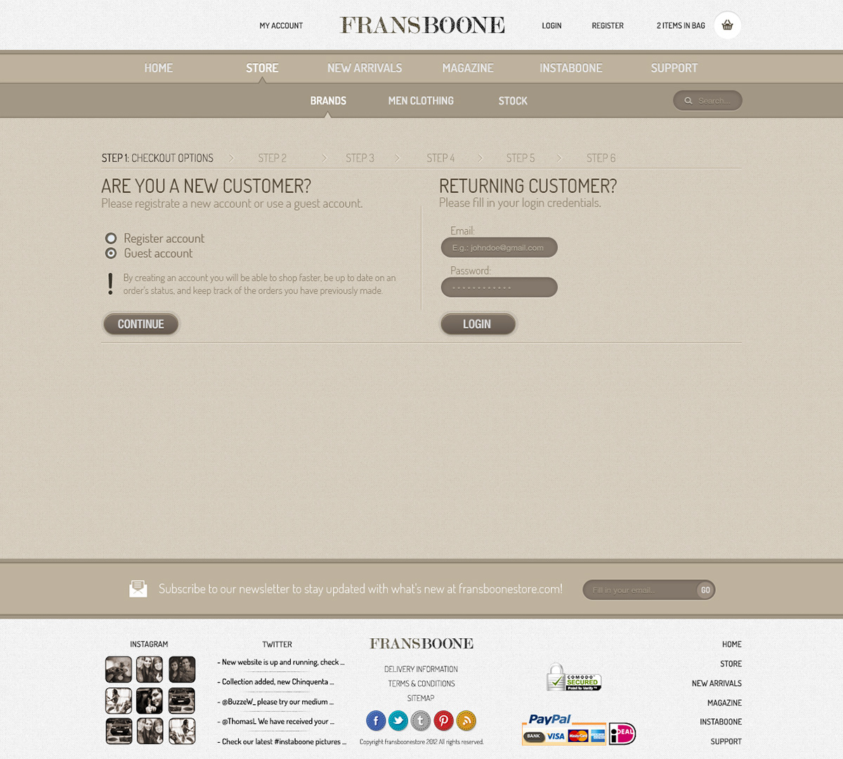 Web design development Clothing Frans Boone the Netherlands gucci prada Dior Ralph lauren