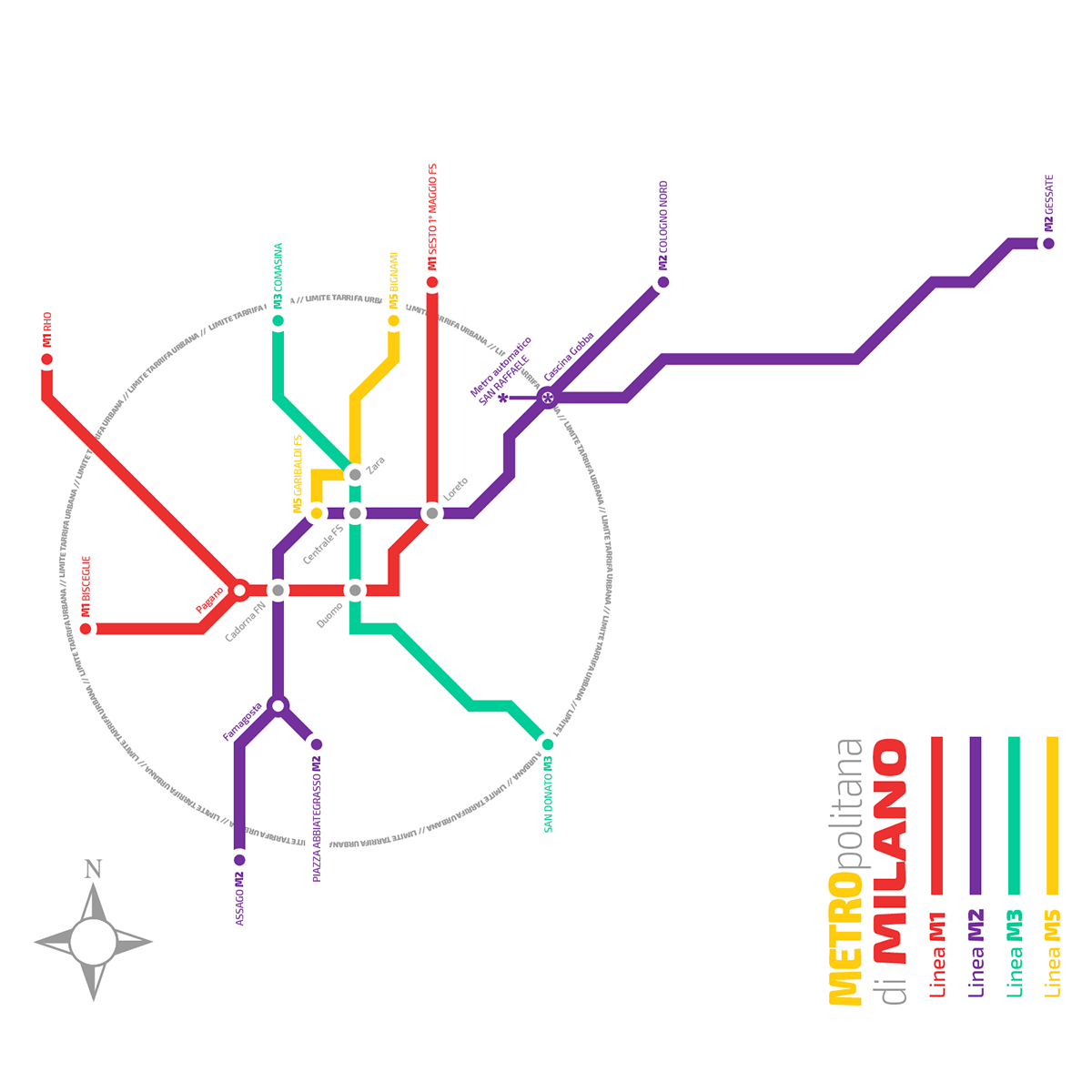 mailand milano milan subway metro metropolitana map u-bahn karte schema Metro Milano
