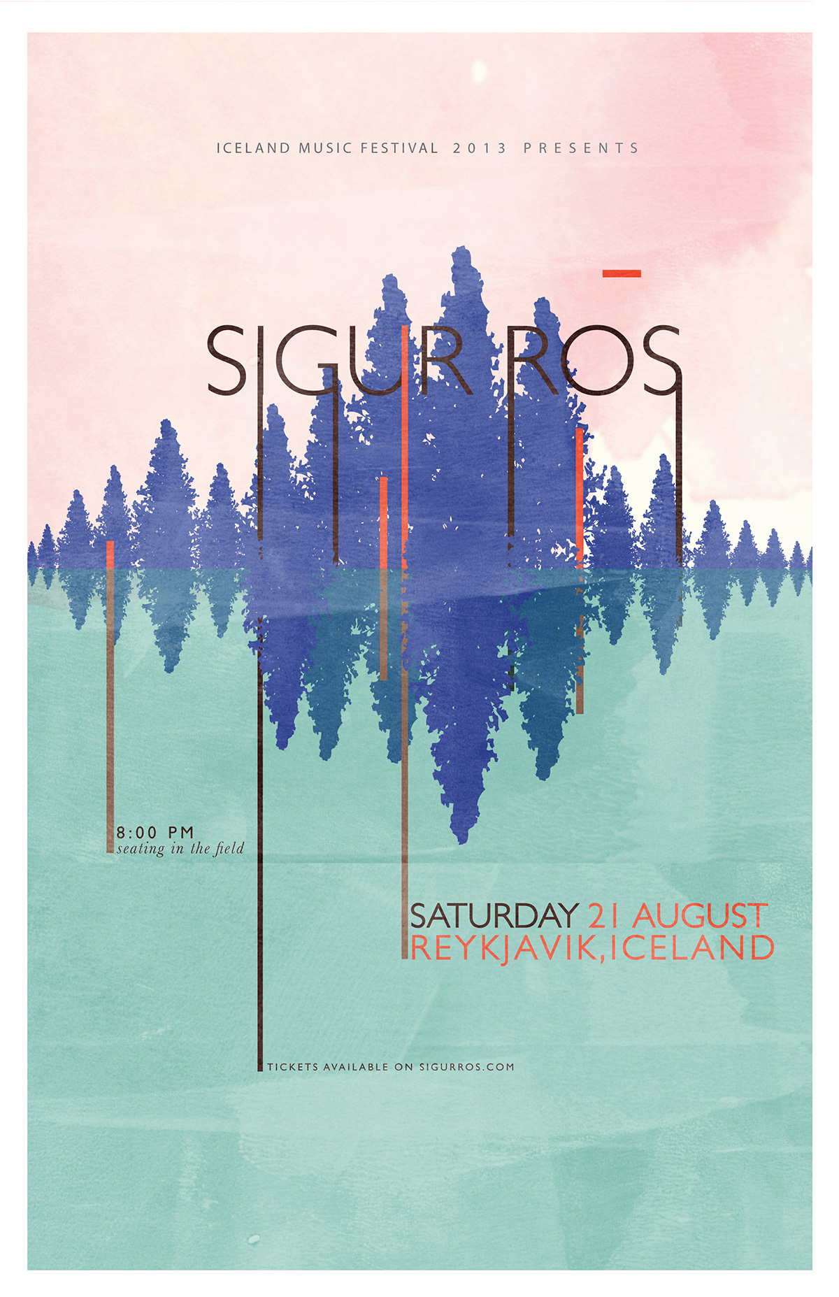sigur ros  music poster poster  festival arts iceland Tree  sunset sound waves band