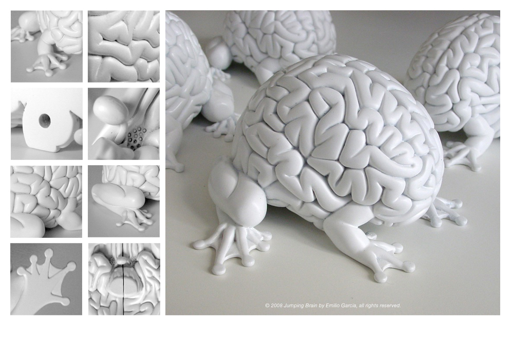 jumping brain emilio garcia art toy sculpture brain frog vinyl toy Urban toy