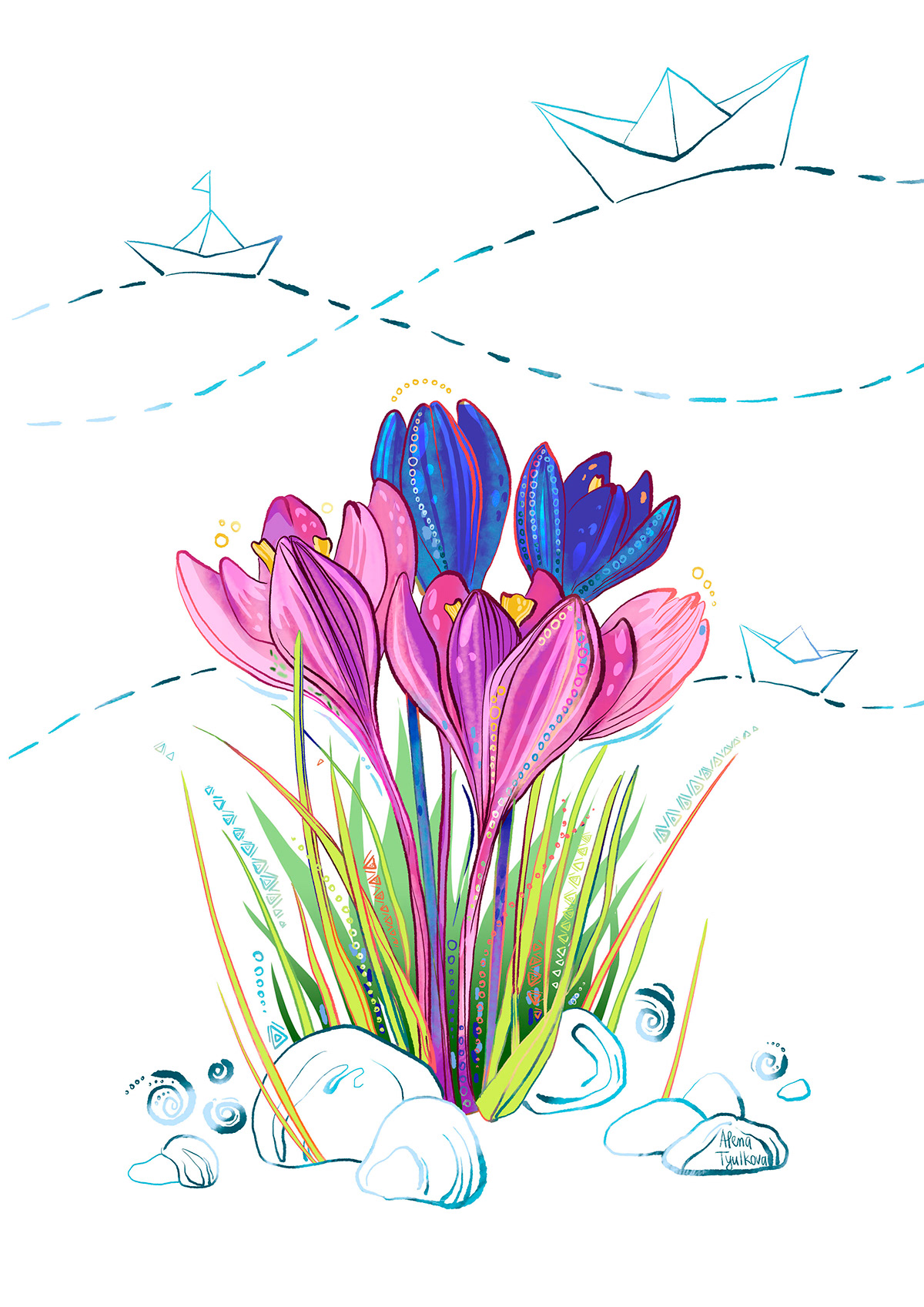 botanical botanical illustration crocus Flowers narcissist narcissus Nature Plant spring tulip