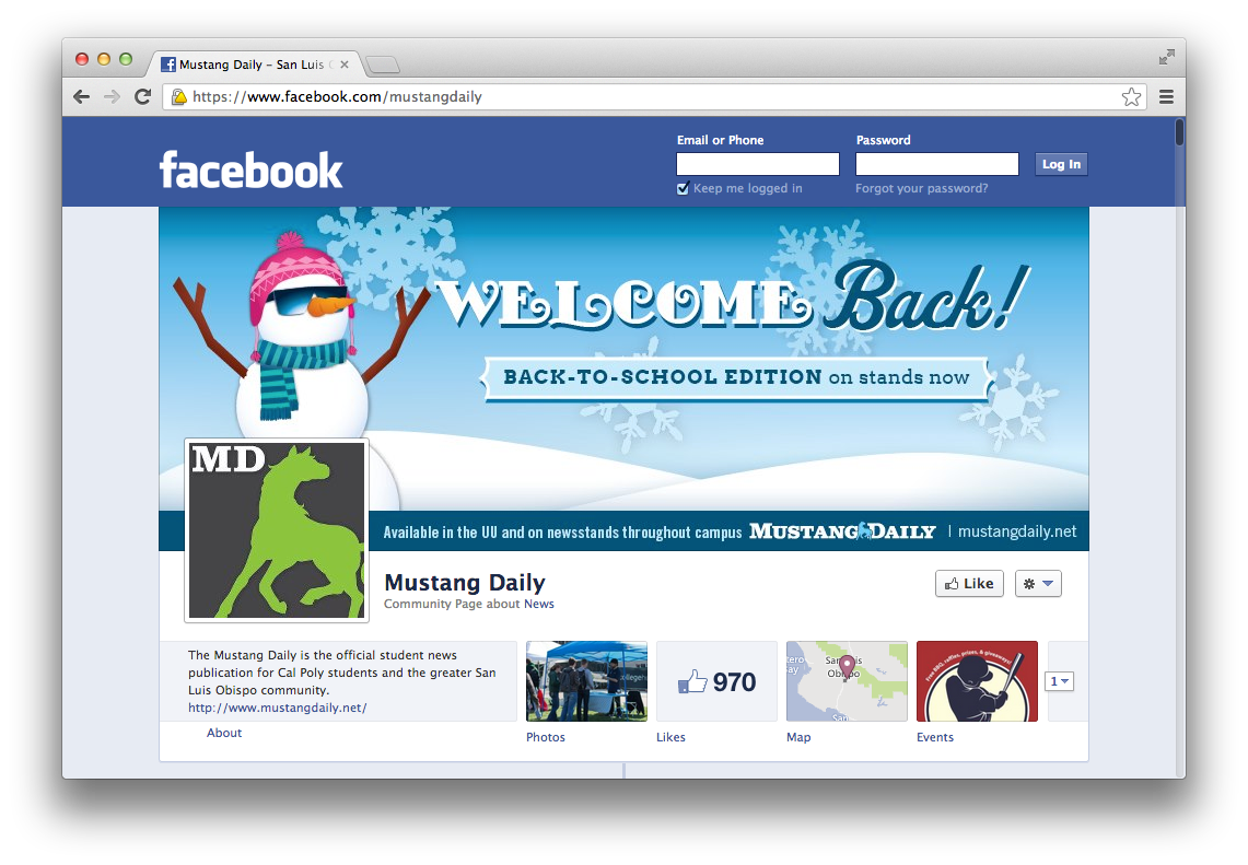 winter back-to-school bts cal poly Mustang Daily newspaper facebook cover