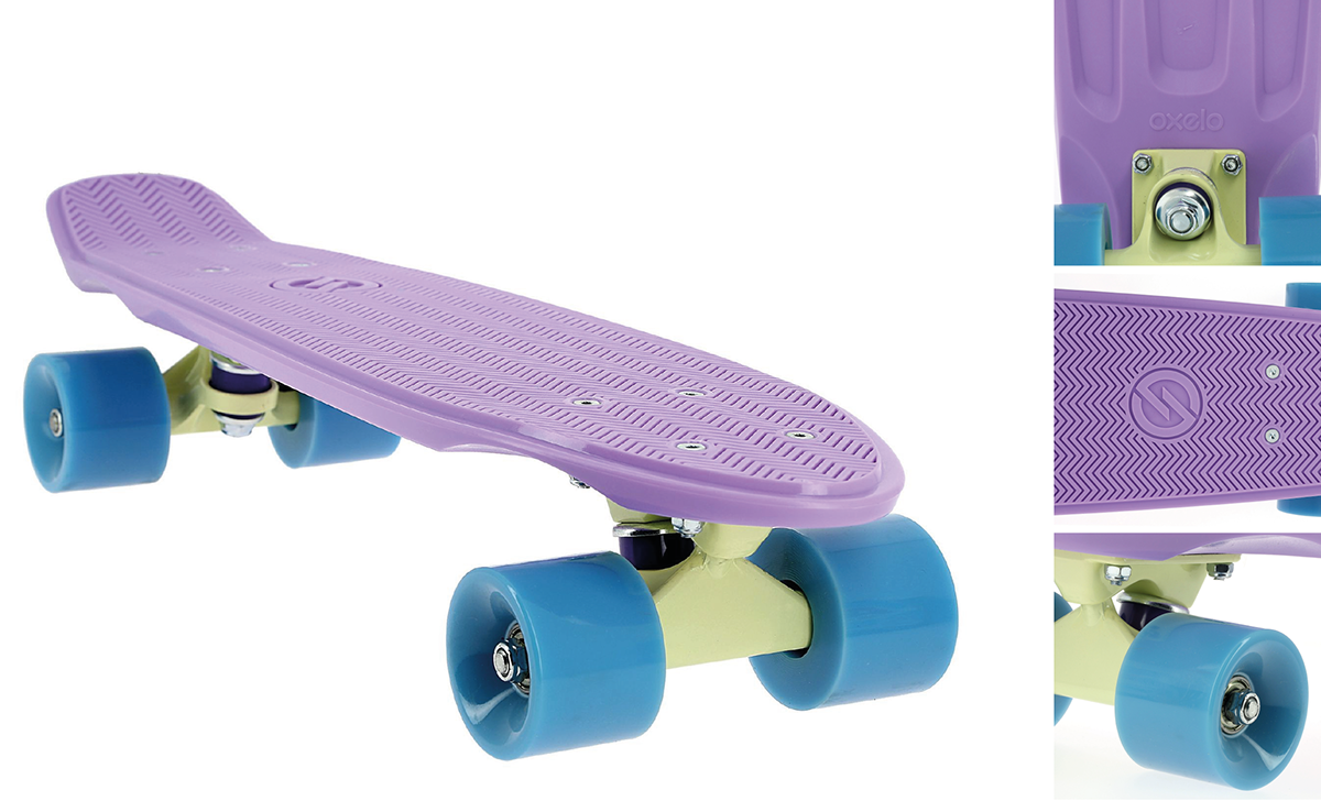 Oxelo cruiser plastic skateboard banana old school colors 70s