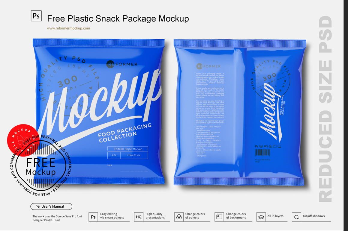 Free Plastic Snack Package Mockup Front & Back Views on Behance