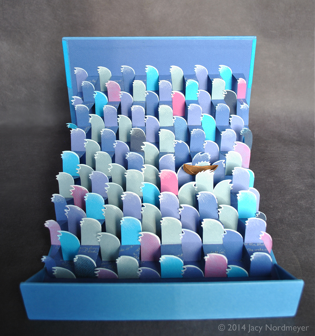 paper sea waves boat design blue book art artist pop up pop-up Popup Ocean water cut
