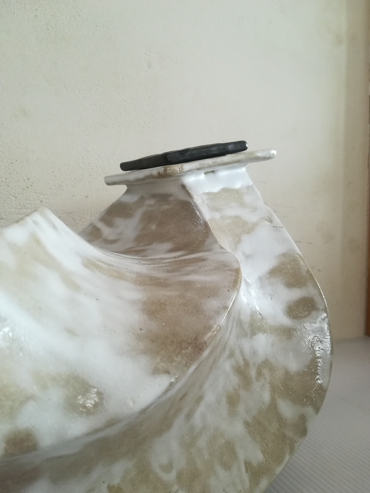 molding Pottery clay art glass pitcher やきもの jug オブジェ mottled pattern