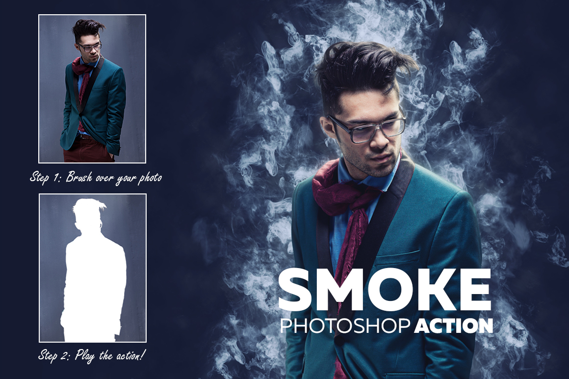 photoshop creative actions action fire smoke Glitch digital light tamplate