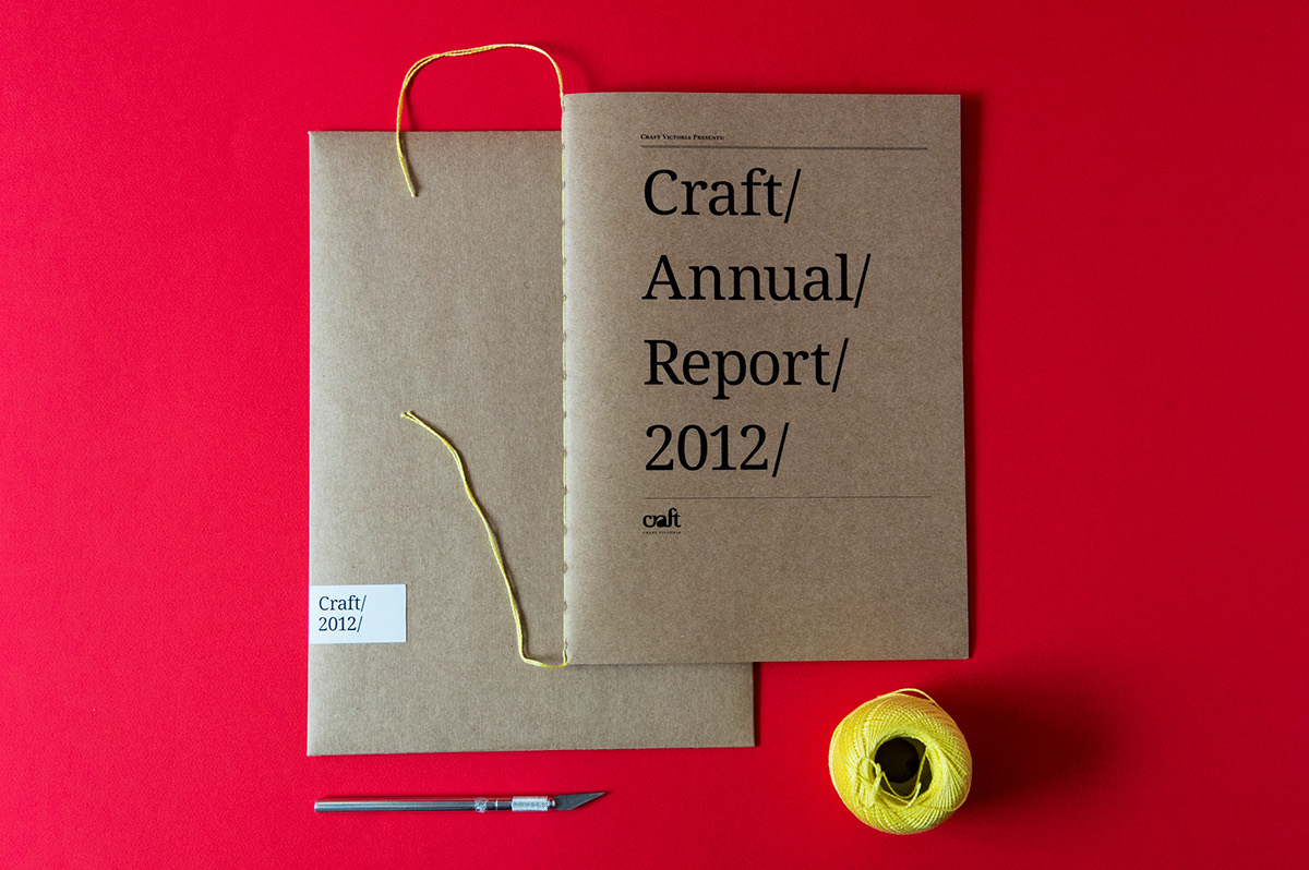 craft craft victoria string annual report binding publication Layout paper yellow infographics