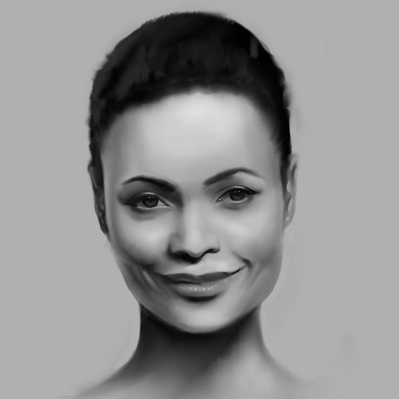 Digital Art  portrait face pretty female ipad pro Procreate black and white visage model