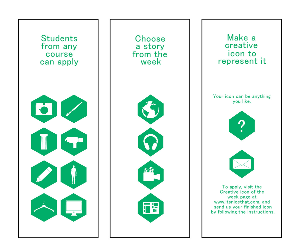 dandad it's nice that flyer Pull Tabs student Awards Competition green type infographic Icon