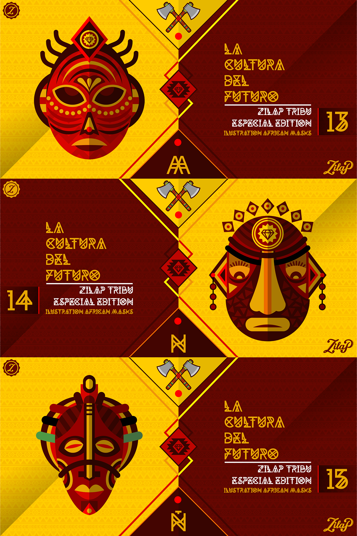 diseño ilustracion fuente nueva mascaras africa cultura futuro especial edición Exclusiva