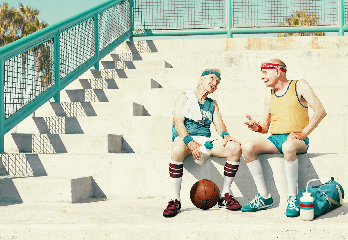 sports basketball portrait series color 70s vintage Elderly seniors senior lifestyle Venice Los Angeles san francisco campaign