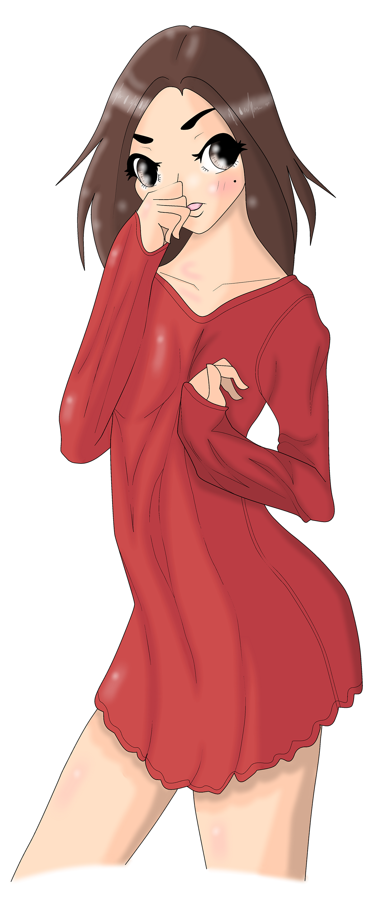 Manga Style girl Red shirt